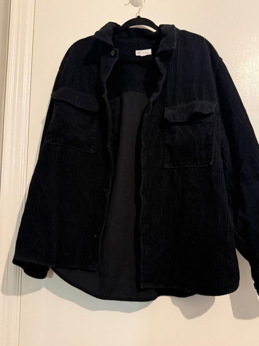 GAP Black Corduroy Overshirt Mens XL Button Up Shirt Jacket